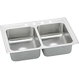 Elkay LRAD2918502 2-Hole Gourmet Lustertone 29-Inch x 18-Inch Self Rimming Double Basin Stainless St