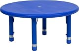Flash Furniture YU-YCX-007-2-ROUND-TBL-BLUE-GG 33-Inch Round Height Adjustable Blue Plastic Activity