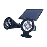 LEDソーラースポットライト 二灯 8LED センサーライト 太陽発電 ソーラー 明暗センサー ガーデン 防犯ライト 省エネ 屋外 おしゃれ 防水 黒 昼光色