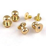 【KAMONレザー】ギボシ ゴールド 4個セット 頭7㎜ ネジ式 留め具 金具 レザークラフト 手芸 パーツ