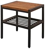 アイアン*ウッド サイドテーブル 幅40cm×奥行30cm×高さ41cm パイン材 オイル仕上げ PT-400BRN