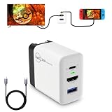 【3-in-1多機能アダプター】Switch充電器 + Switchドック多機能HDMI変換アダプター iPhone15シリーズに対応TVモード対応/ USB2.0 /36W Type-c急速充電 PSE認証済 過電流保護 Switch周辺機器1M Type-Cケーブル付きCD0303-A-36W (White)