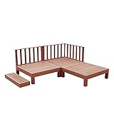 人工木ウッドデッキ 7点セット 0.75坪 連結用ネジ付 樹脂 デッキ 縁台【2色選択可】(ブラウン)