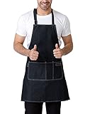 デニム エプロン メンズ レディース カフェ 飲食店 販売業 業務用 厨房 保育士 DIY サービス ファッション 機能的 3ポケット ブラック