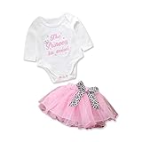 三番目の店 2PCS 新生児 幼児の赤ちゃんのレター ロンパーストップス+スカートの服装の服セット