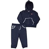 リーバイス Levi's 男の子用デニムネイビーLEVI'S刺繍ロゴxステッチプリントフード付きジャケット上下2点セット (18months（身長約80-85cm）) [並行輸入品]