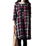 (マーシェル) Marshel マタニティ ワンピース 綿 チェック ネイビー XL