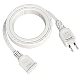 KOZUMUWAN 電源タップ ACアダプタ用電源延長コード 1個口 ホワイト トラッキング 火災予防絶縁キャップ付き スイングプラグ 延長コード 屋内用 フリープラグ 180度回転プラグ 2ピンプラグ接続可能 メス-オス (3m, ホワイト)