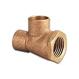 Everflow Supplies CCFT0034-NL C X C X F Lead Free Cast Brass Tee Fitting with Solder Cups and Female