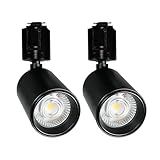 Luxour スポットライト ダクトレール レールライト 60W形相当 LED一体型 LED電球内蔵 ライティングレール専用 ダクトレール レールライト 電球色 自然色 昼白色 ダクトレール用照明 LED 一体式 おしゃれ スポット照明 ダイニング 間接照明 照明器具 ハロゲン電球 (2セット, ブラックの器具-昼白色)