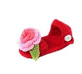 (ビグッド)Bigood ベビーシューズ 子供手作りニットシューズ かぎ針編み 男女兼用 可愛い 毛糸靴 フラワー レッドとグリーン【並行輸入品】