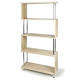 タンスのゲン ジグザグラック 4段 幅80cm オープンラック ホワイトオーク 39100015 AW