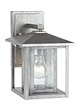 Sea Gull Lighting 88025-57 Outdoor Sconce with Clear SeededGlass Shades, Weathered Pewter Finish [並行