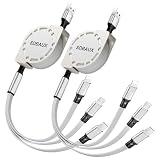USB A to 3in1 充電ケーブル 巻き取り式 マルチ充電ケーブル 1m 充電コード 超高耐久 ライトニングケーブル タイプC マイクロ 3台同時充電iOS iPhone 17 16 15 14 13 12 11 Pro Max Air Android Type C Micro各種対応 (白)