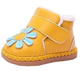 (コ-ランド) Co-land スイート ベビーシューズ 女の子 赤ちゃん ファーストシューズ ベルクロ 新生児靴 女児 モチーフ フォーマル 出産祝い 冬保温綿靴 イエロー 14cm