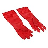 B Baosity ラテックス 手袋　耐酸性　工業用　家庭用　作業手袋 - レッドM（加長）
