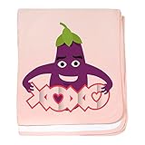 CafePress – 絵文字Eggplant XOXO – スーパーソフトベビー毛布、新生児おくるみ ピンク 00795968386832E