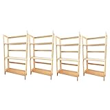 天然パイン材 ナチュラル 折りたたみ 本棚 棚 シェルフ オープンラック 壁 3段 4台セット 幅53cm 高さ97cm 北欧 木製