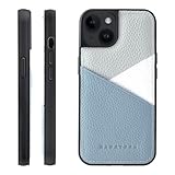 HANATORA for iPhone 14 ケース 本革 耐衝撃 スマホケース スマホ カードポケット パステルカラー シュリンクカーフレザー ギフト マグネットなし ブルーグレー PSP-14-BlueGray