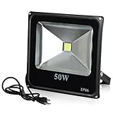 T-SUN LED投光器 50W IP66防雨型 6000K昼白色 広角ライト プラグ付き 屋外 看板灯 作業灯 駐車場 防災用品 照明 PSE認証済み 1年保証
