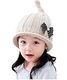 2 - 5年の女の赤ちゃんボウパールデコレーションキャップ毛糸の帽子の子供たちのウール立体ニットキャップのための冬の暖かい帽子 (ベージュ)