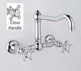 Rohl A1456XMIB-2 Country Kitchen Wall Mounted Bridge Faucet with Metal Cross Handl, Inca Brass [並行輸入
