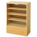 【6BOXシリーズ】引出し付ガラスキャビネット（ナチュラル）fr-050