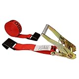 2 " x 27 'ラチェットストラップレッドW /ブラックフラットフック
