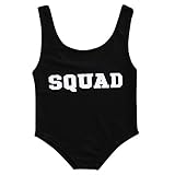 ベビーガールズLetters " Squad "ノースリーブ水着ワンピース水着 カラー: ブラック