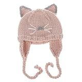 XIKA ベビーハット ニット帽 子ネコちゃん風 かわいい 子供用 赤ちゃん ベビー 選べる3色 XMZ252 (ピンク)