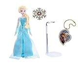 ディズニー 公式  豪華4点セット【シンギング ドール エルサ /ドールスタンド / キラキラ雪の結晶ブローチ /お楽しみチャーム 】Disney 歌う人形 [英語]40ｃｍ フィギュア アナと雪の女