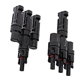 Perfk 太陽光パネル　T型　４ウェイ　コネクター　ソーラーパネル　高品質　信頼性　オス・メスセット　2個