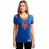 MLBマジェスティックレディースDraft Me半袖VネックTシャツ（S、ニューヨーク・メッツ)