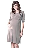 Sweet Mommy マタニティ 授乳服 ワンピース シンプル着痩せドレス 授乳口付き フロントギャザー 大きいサイズ 小さいサイズ コットン裏地付き 7分丈 【フローラ】 春 夏 秋 上品 お宮参