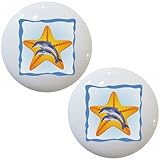 セットの2ドルフィンStarfish Squareセラミックキャビネット引き出しノブ
