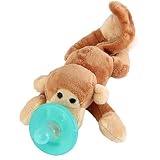 Evedy Baby Infant Plush Pacifier Stuffed Monkey Pacifiers Holder Toys With Detachable Silicone Binky
