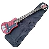 左利き/右利き用ミニ・ウルトラライト・トラベル・ベース、クラシック4弦エレキ・ベース・ギター、カスタム・ギグバッグ付き小型トラベル・ベース・ギター (赤)