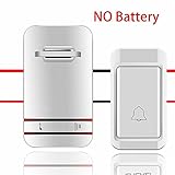 ワイヤレスドアベルキット、レシーバーリングチャイム＆プッシュボタンセンサートランスミッター、バッテリー操作/ IP44防水36メロディー、プレフェクト500フィートランホームオフィス不器用セキュリティ