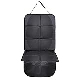 PEDY チャイルドシートマット 車保護シート カバー シートプロテクター 防水 滑り止め 収納ポケット付き 取り付け簡単 カーシートカバー ジュニアシートにも対応