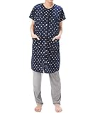 87075 Nishiki(ニシキ) マタニティ 半袖 上下セット 前開き ウエスト調整機能付きパンツ フロントホック開閉 チュニック丈 吸湿 保温 妊婦 授乳 産前 産後 春 夏 パジャマ ルームウ