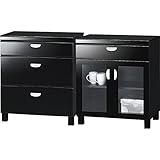 ハイグロスワイドチェスト／キャビネットセット　ブラック　ISP-7060-3H/7060GH 単品 【1点】