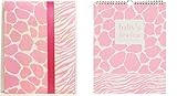 Pepperpot Giraffe Baby Girl or Baby Boy Record Book Journal and Baby's 1st Year Calendar Set (Pink) 
