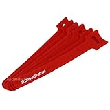 Monoprice Hook & Loop Fastening Cable Ties 6inch, 100pcs/Pack - Red [並行輸入品]