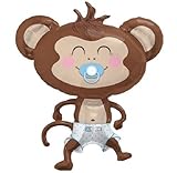 loonballoon Boy Monkey Blue Polka Dot Diaperおしゃぶりベビーシャワー41 " Party Mylar Balloon