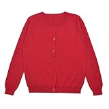 (サンライン)Sun Line　子供　長袖 ニットカーディガン　前開き (XL, レッド)