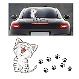 TATACLEA 車のステッカー、かわいい猫の車のステッカー、漫画の車のステッカー、スクラッチ ステッカー、ウィンドウ ステッカー 12*16CM