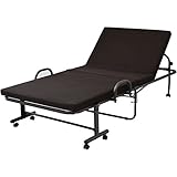 山善(YAMAZEN) 折りたたみベッド シングル 低反発 14段階リクライニング ダークブラウン 幅104×奥行208×高さ47cm