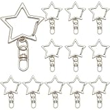 XuJJJJunB 星 キーホルダー 12個セット キーホルダー金具 回転カン付き カワイイ DIY用パーツ 手作り 手芸用品 ハンドメイド キーリング アクセサリー 全長43mm（シルバー）