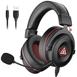 EKSA ヘッドセット ゲーミング 有線 マイク付き 7.1ch 立体音響 ‎脱着式 3.5mm / USB 接続 ゲーミングヘッドホン 軽量 RGBライト付き 50mm ドライバー レザー ノイズキャンセリング マイク 単一指向性 眼鏡に優しい 高遮音性 ゲーム向き プラグ&プレイ PC / PS4 / PS5 / Xbox/Switch対応 「E900Pro-黒」