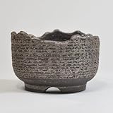 信楽焼 黒窯変松皮ちぎり尻丸 山野草鉢 3号 幅10cm×高さ6cm
